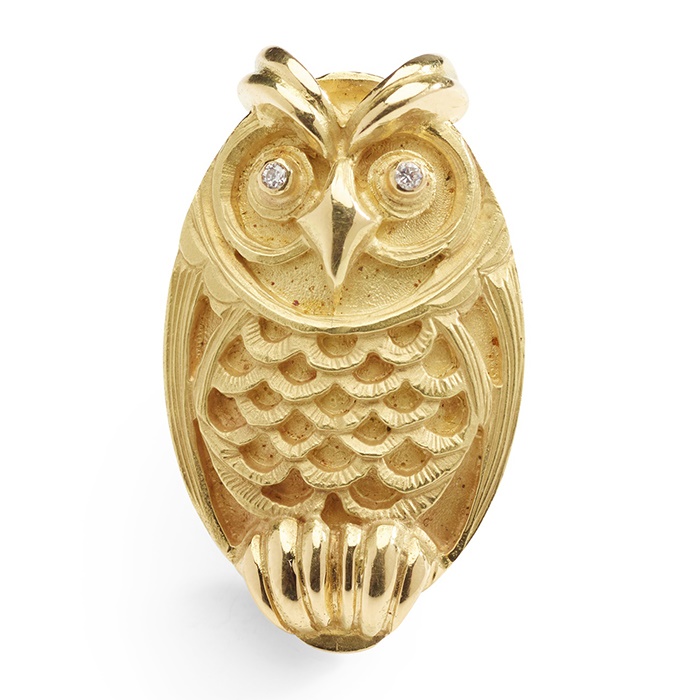 A diamond owl brooch, by Graham Stewart